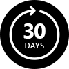 An arrow circling the words 30 days, representing Royal Kratom's Satisfaction Guarantee.