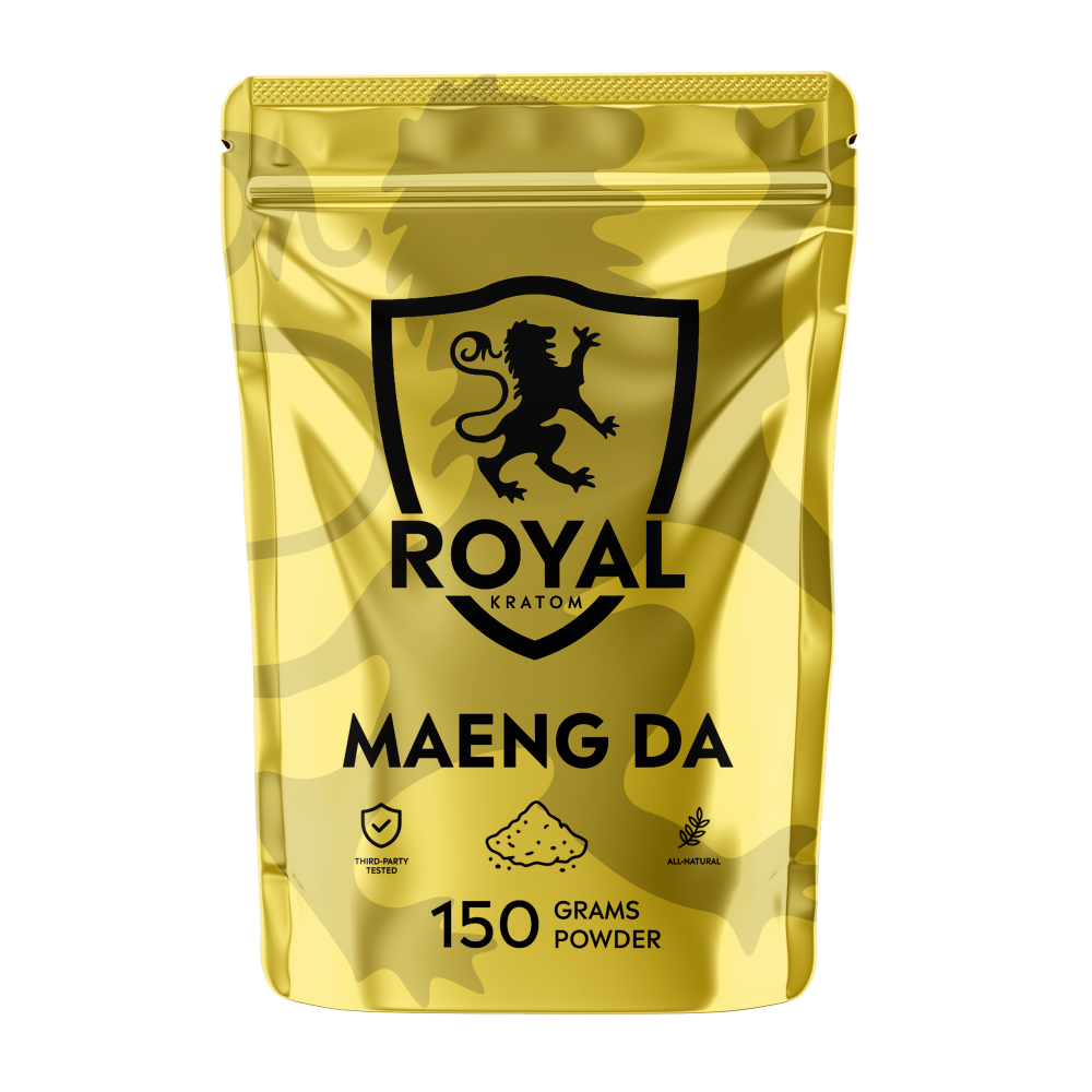 A package of Royal Kratom Maeng Da powder packed with 150 grams of powder