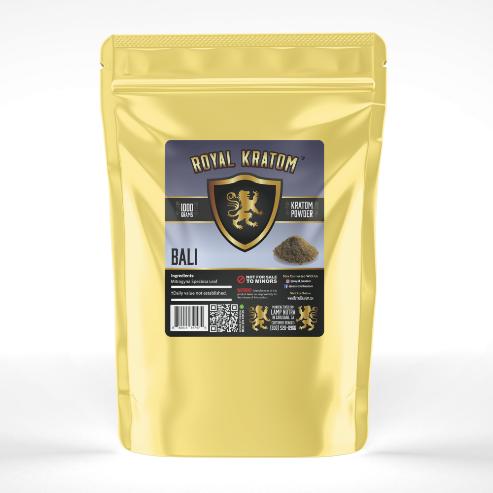 A package of Royal Kratom Bali powder packed with 1000 grams of powder