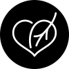 Symbol depicting a leaf made to look like a heart.