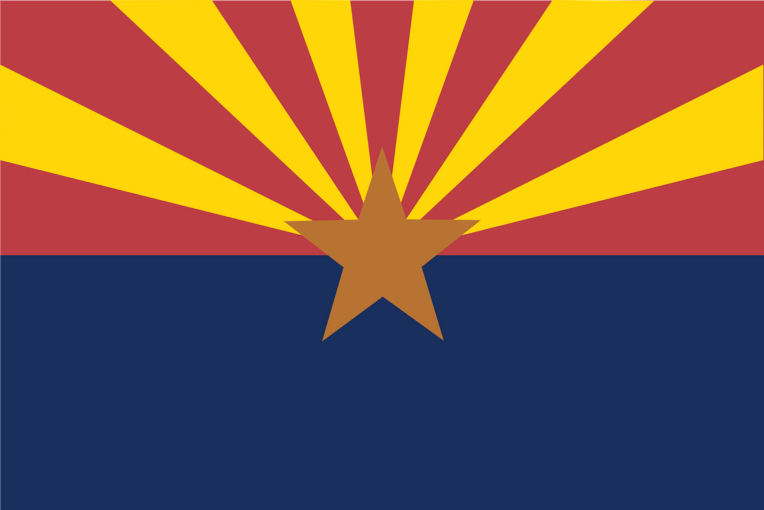 Red, yellow, and blue Arizona flag