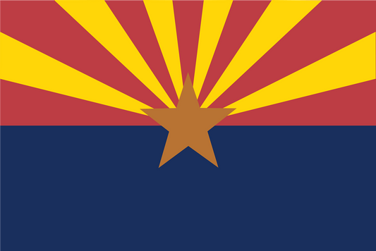 Red, yellow, and blue Arizona flag