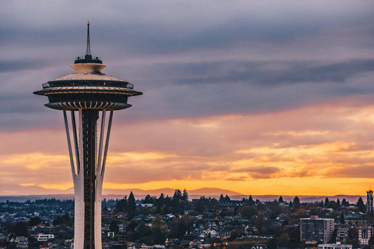 The Space Needle during sunset
