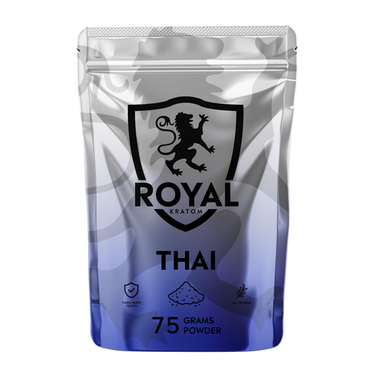 A package of Royal Kratom Thai with 150 grams of kratom powder.