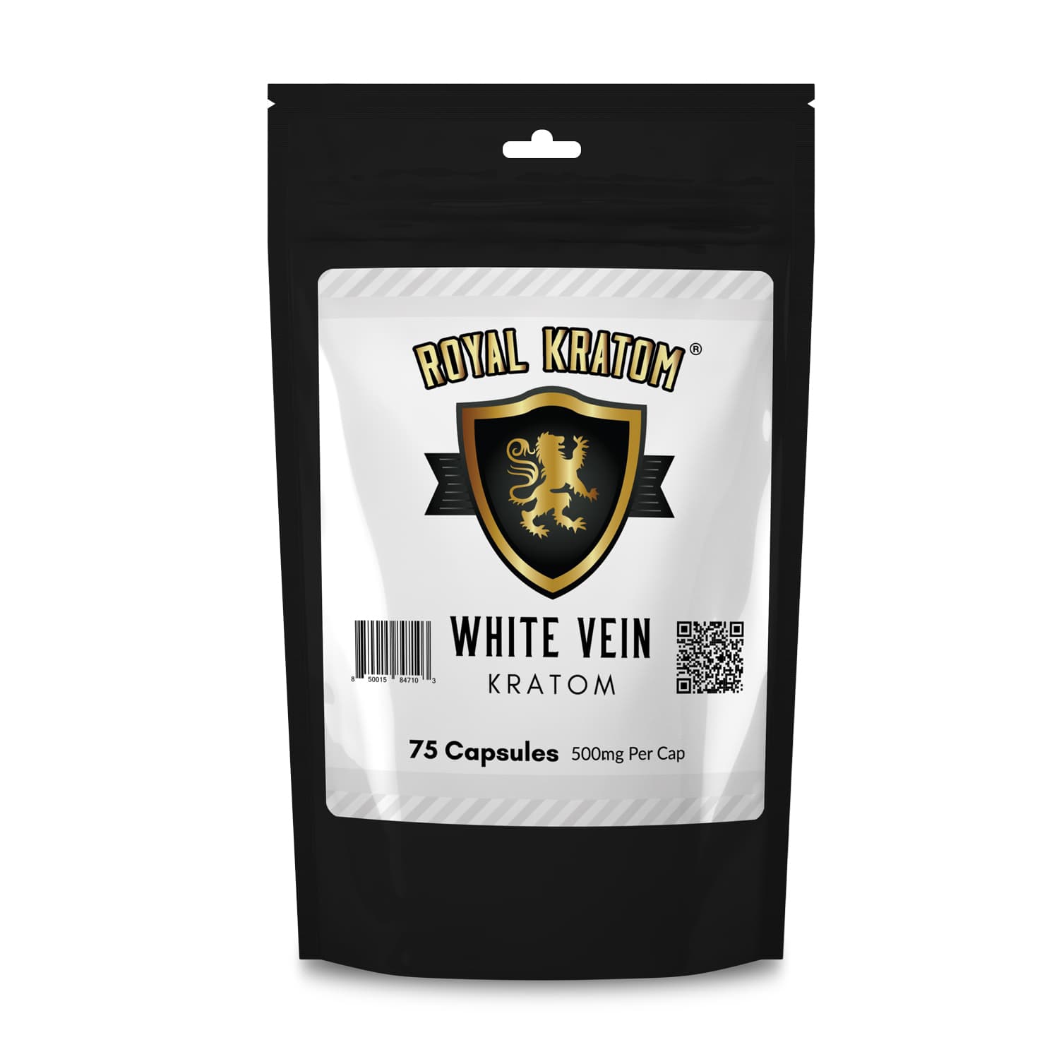 White Vein Kratom Capsules 75 Count front of package